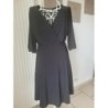 Robe noir col cache cœur, cintree par un cordon à l'arriere, taille 46, C&A