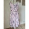 Ensemble jupe + bustier rose à fleurs grises, taille 44, Un jour Ailleurs 