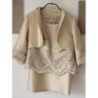 Ensemble 3 pièces, jupe+bustier,veste beige doré avec tulle brodée, Linea Raffaelli taille 48