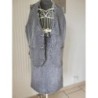 Ensemble jupe + veste sans manches jeans gris,sans marque, taille 44