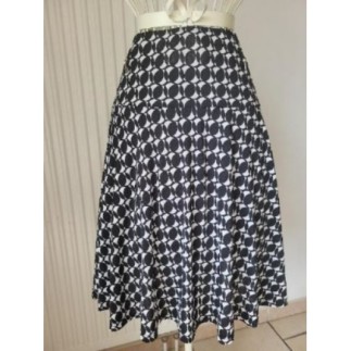 Jupe motif rond noir et...