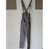 Pantalon combinaison à bretelles cadriller gris et blanc. Taille S. Sans marque. Fermeture éclair, c