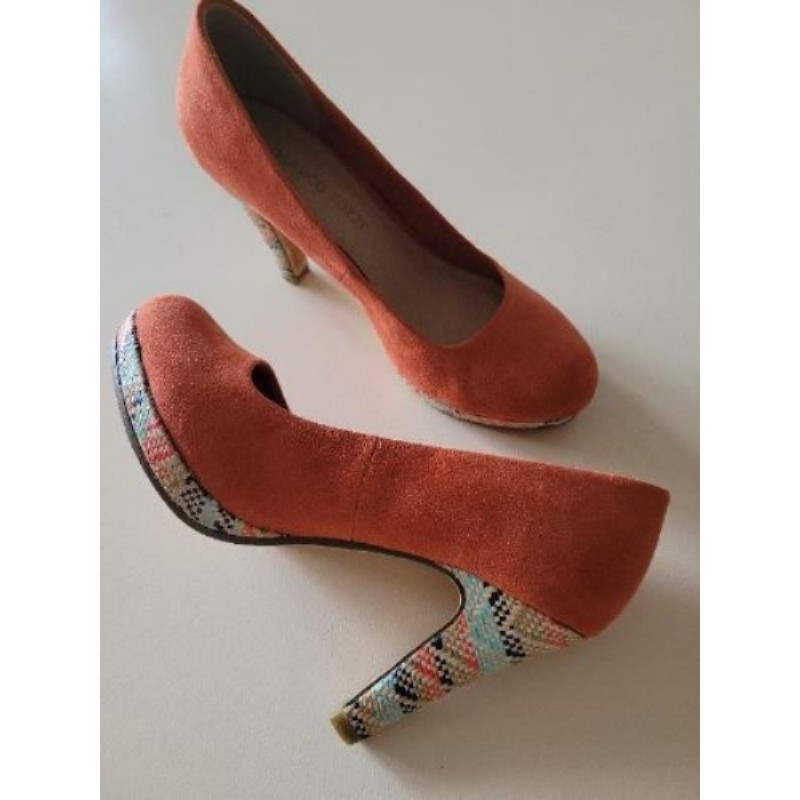 Chaussure femme orange. Talons 10 cm. Marque Marco Tozzi. 37
