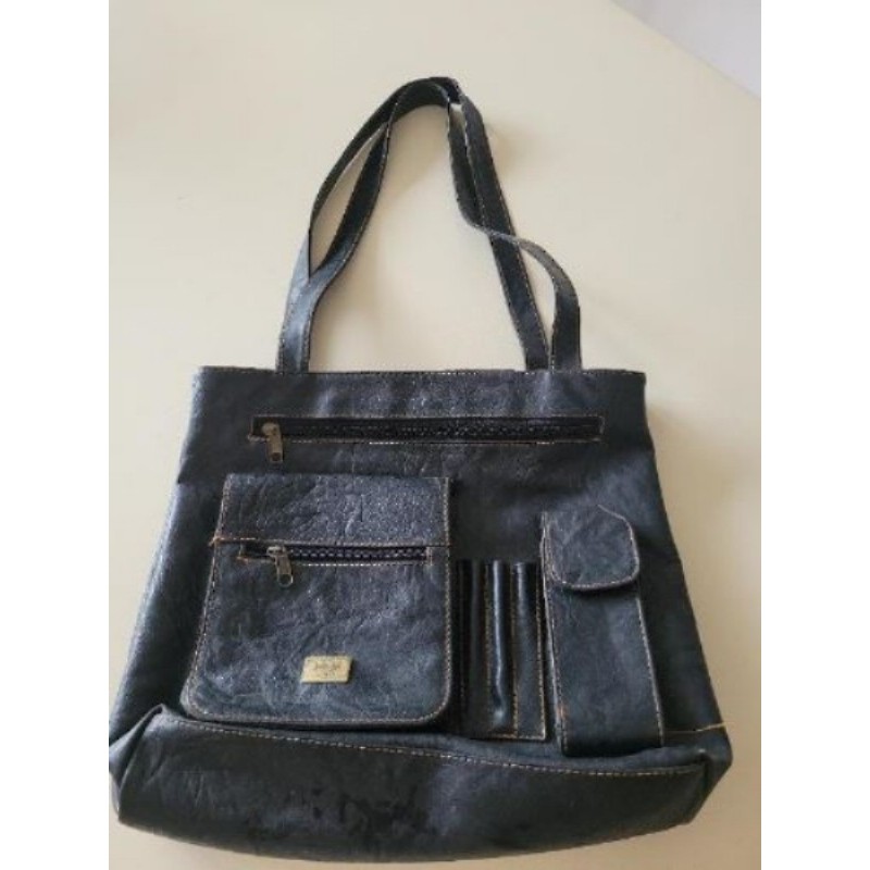 Sac en cuir marron. Nombreuses poches. Marque L&G Paris 
