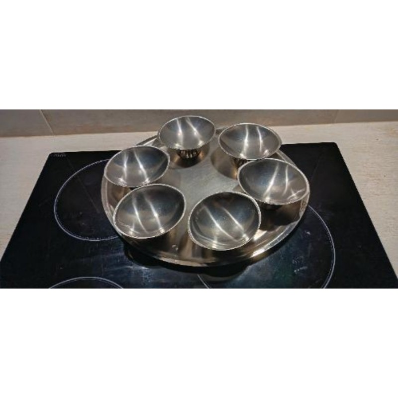 Ensemble coupes glace et son plateau inox "Guy Degrenne"