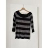 Pull rayé noir et gris taille 4