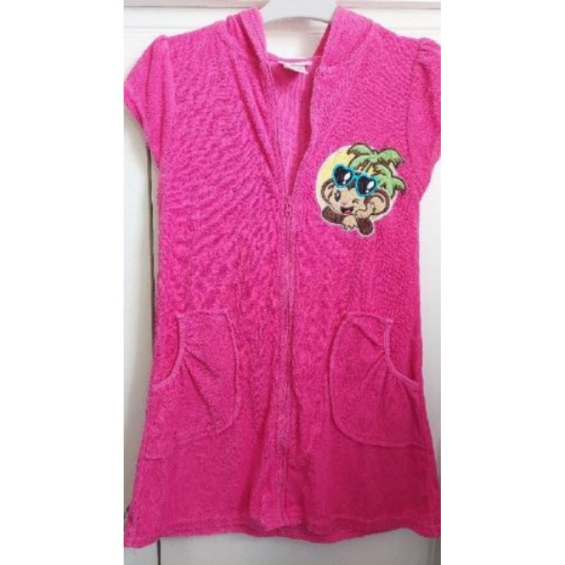 Tenue de plage fushia - Singe avec lunettes - 7/8 ans
