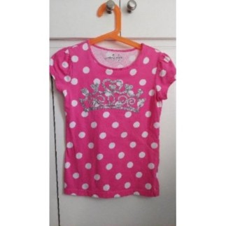 T-shirt rose/pois blancs...