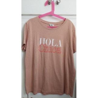 T-shirt beige "Hola Chica"...