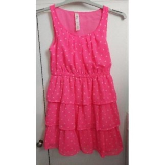 Robe rose/pois blancs -...