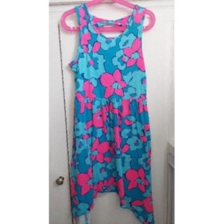 Robe bleu/fleurs roses - TG...