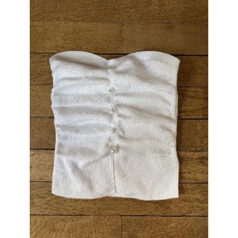 Tube top blanc élastique - Taille S
