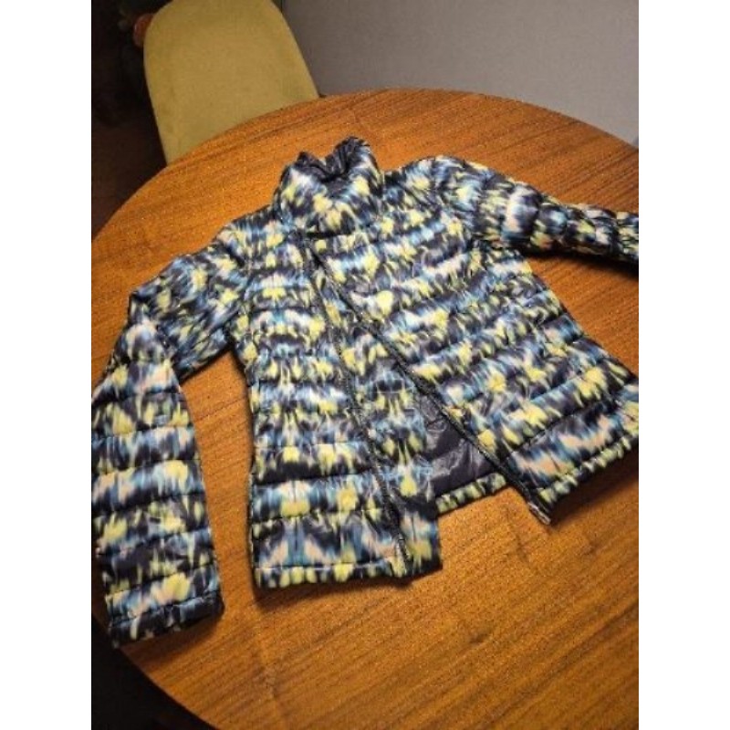 Doudoune à imprimés verte et bleue