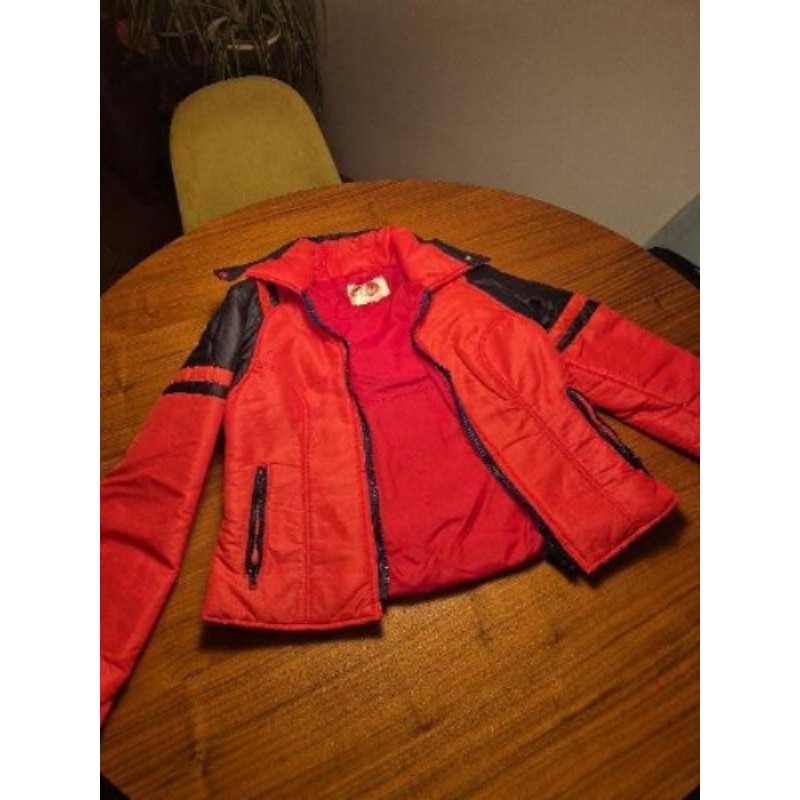 Veste de ski vintage noire et rouge