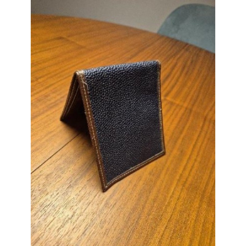 Portefeuille simili cuir marron et bleu