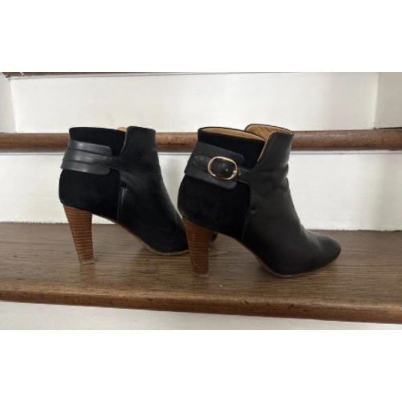SEZANE - Bottines en cuir noires à talons - Modèle High Andrew - Taille 36