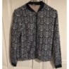Bombers femme bleue marine motifs blancs - Taille 38