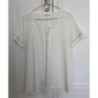 CLO&SE - Blouse blanche manches courtes avec liseret doré  - Taille S - En très bon état
