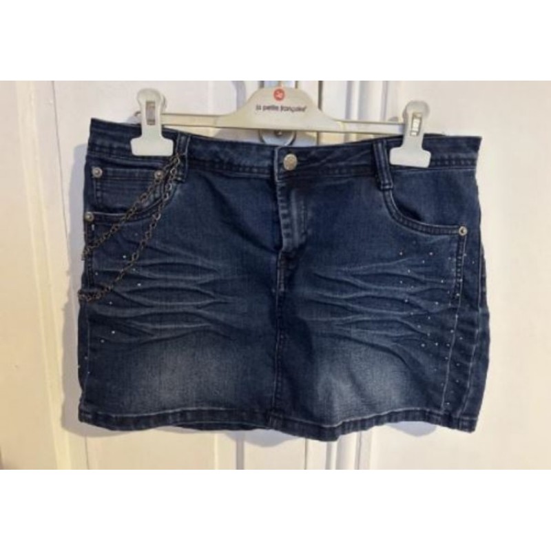 CHOSE PROMISE - Mini-jupe en jeans strass - Taille 42
