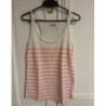PULL & BEAR - Débardeur femme blanc chiné rayé rose - Taille S