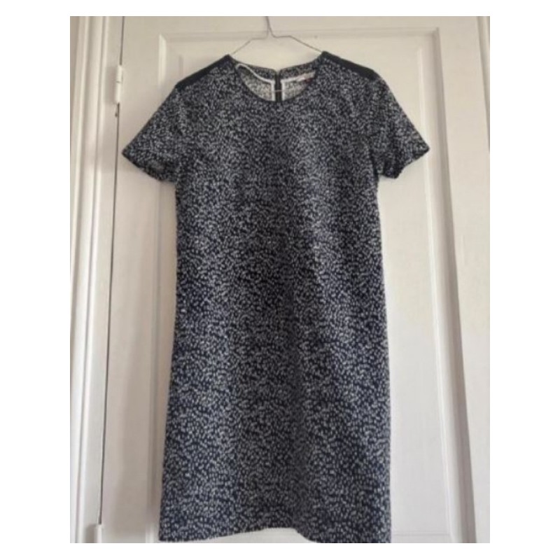 HILFIGER DENIM - Robe manches courtes droite bleue marine motifs blancs - Taille M - En très bon éta
