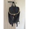 SURFDOME - Petit sac à dos en tissu pour femme - Bleu marine à pois blancs