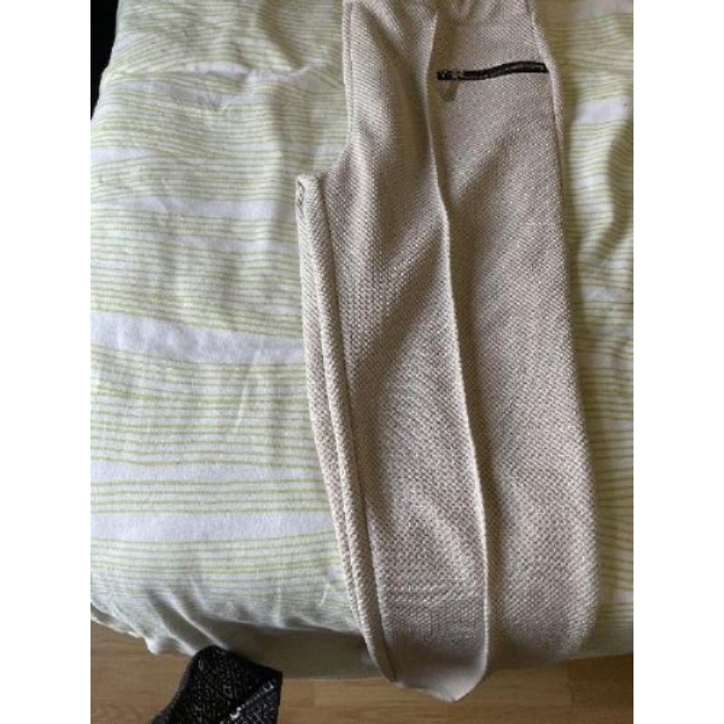 Pantalon beige, fermeture éclair noire 38