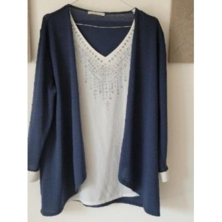 Gilet Haut col V marine et...