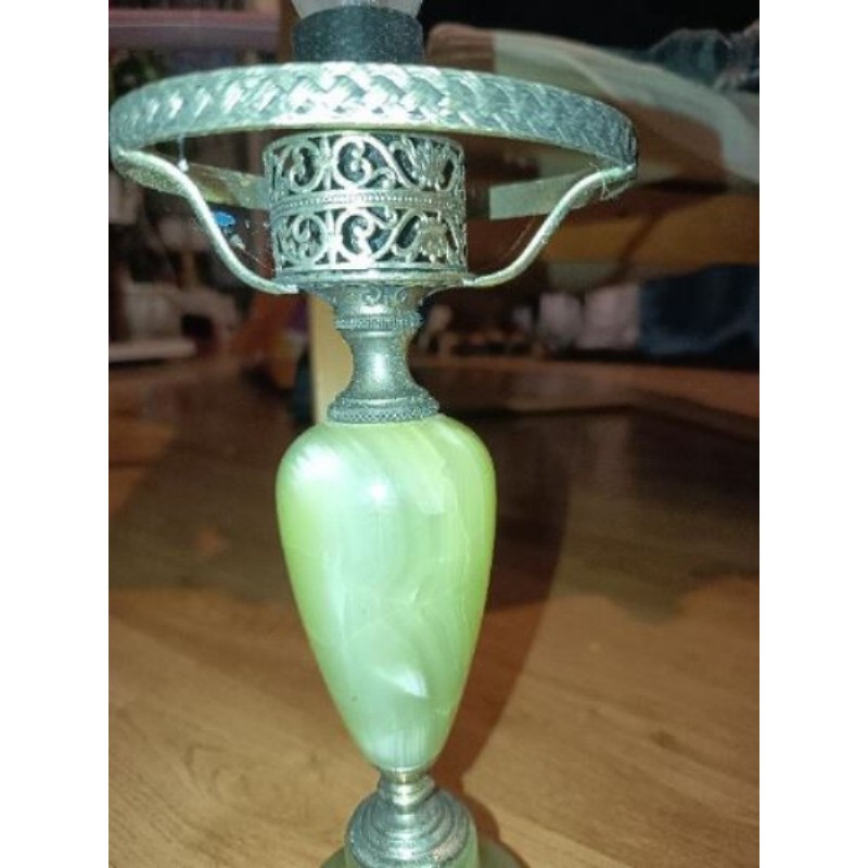 Lampe pied onyx vert et laiton 
