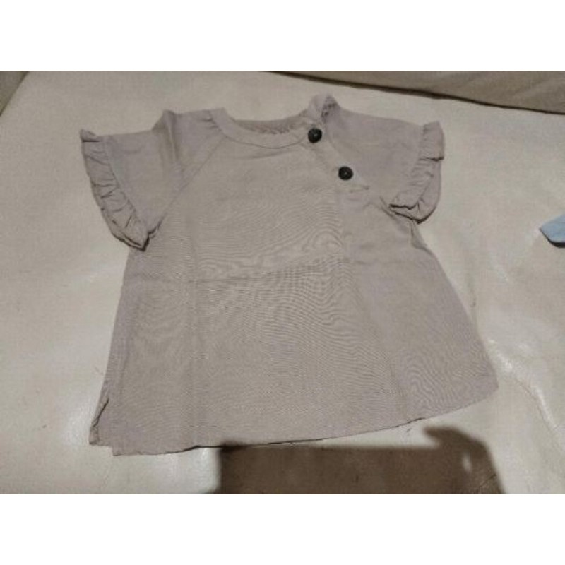 top zara baby 3-4 ans gris taupe fluide bouton