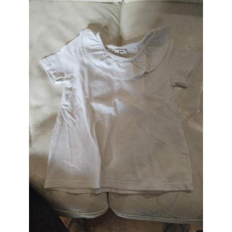 t shirt cyrillus 6 ans blanc manches courtes col pierrot 