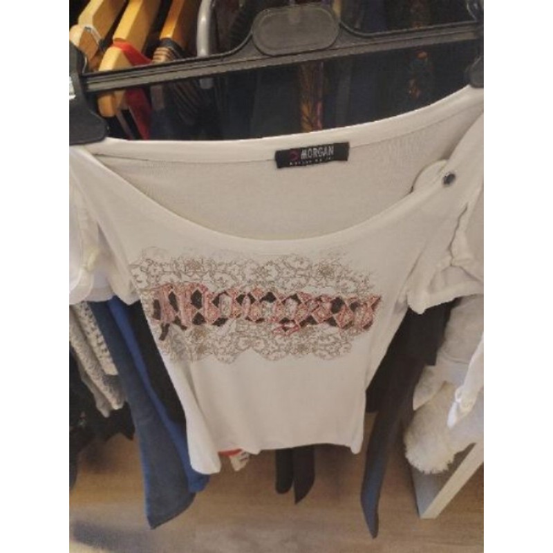 t shirt morgan S 36/38 blanc et imprimé
