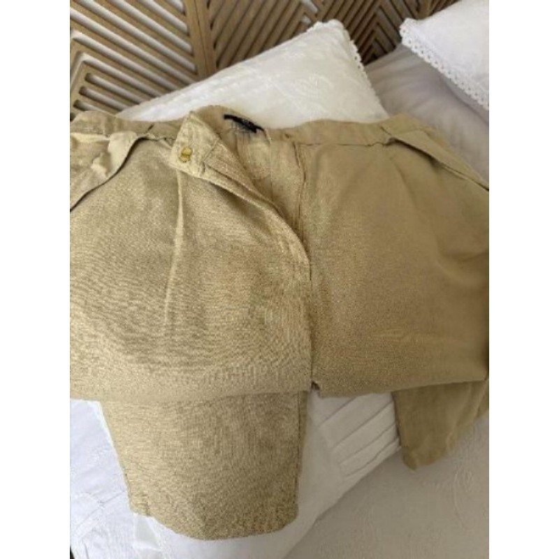 Pantalon H&M en lin, de couleur beige, 44