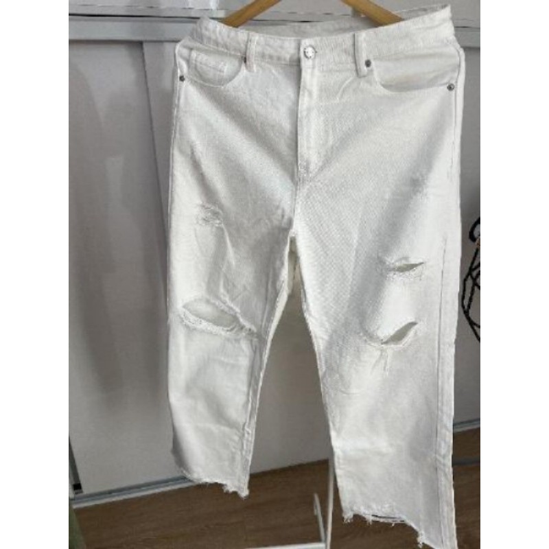 Jean blanc large femme taille L 