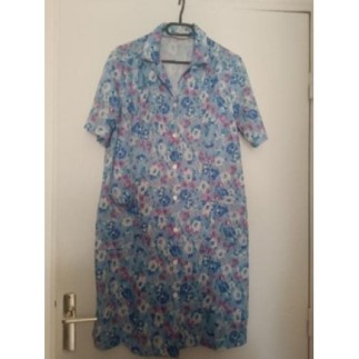 Robe bleue fleurie T44