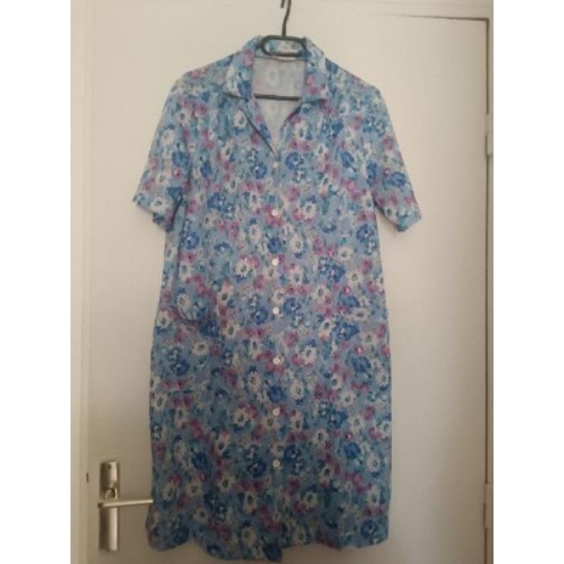 Robe bleue fleurie T44