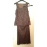Ensemble Jupe et Haut T40, Dentelle Marron sans manches, Dégriffé, NEUF 