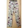 Pantalon Sandra B,T38, Fond Blanc Fleuri, Elastis, NEUF