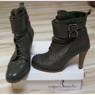Bottines Cuir Kaki,Talons...