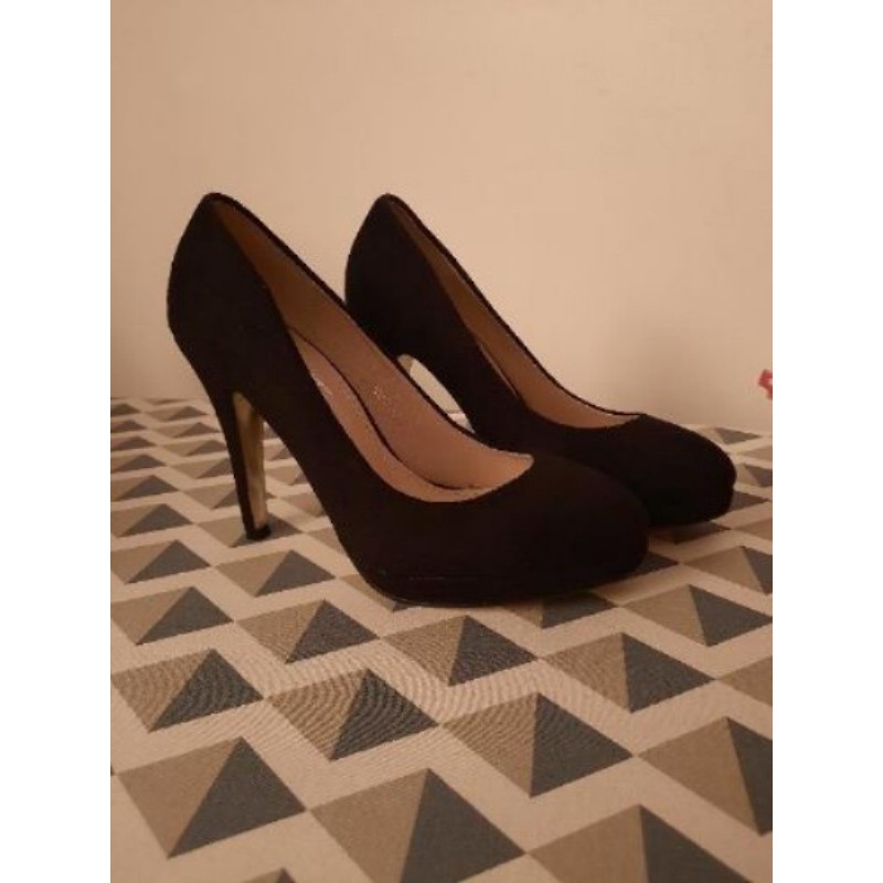 Escarpins velours noir sem compenser P37
