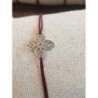 Bracelet trèfle acier inox cordon rouge