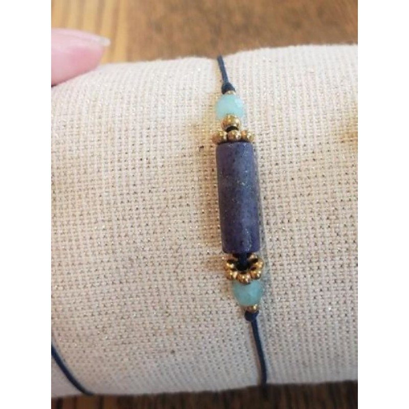 Bracelet lapis lazuli amazonite acier inox