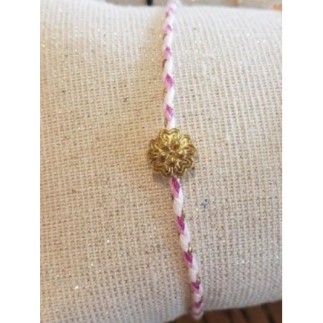 Bracelet cordon rose fleur...