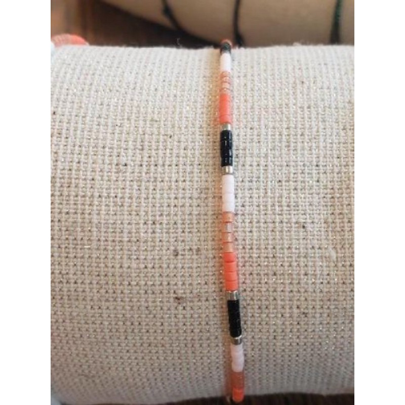 Bracelet perles miyuki corail cordon fluo