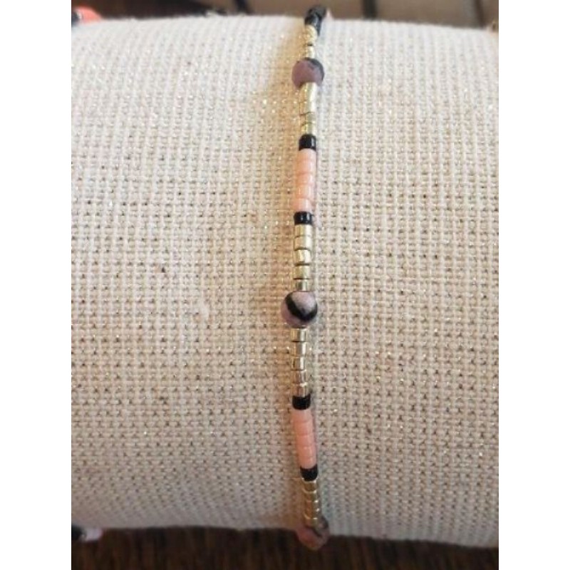 Bracelet perles miyuki et pierre rhodonite 