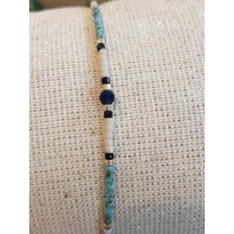 Bracelet perles miyuki turquoise beige bleu