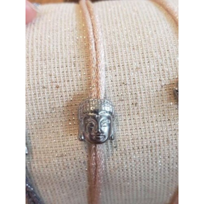 Bracelet cordon rose bouddha acier inox