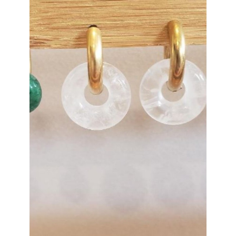 Boucles d’oreilles acier inox cristal de roche 