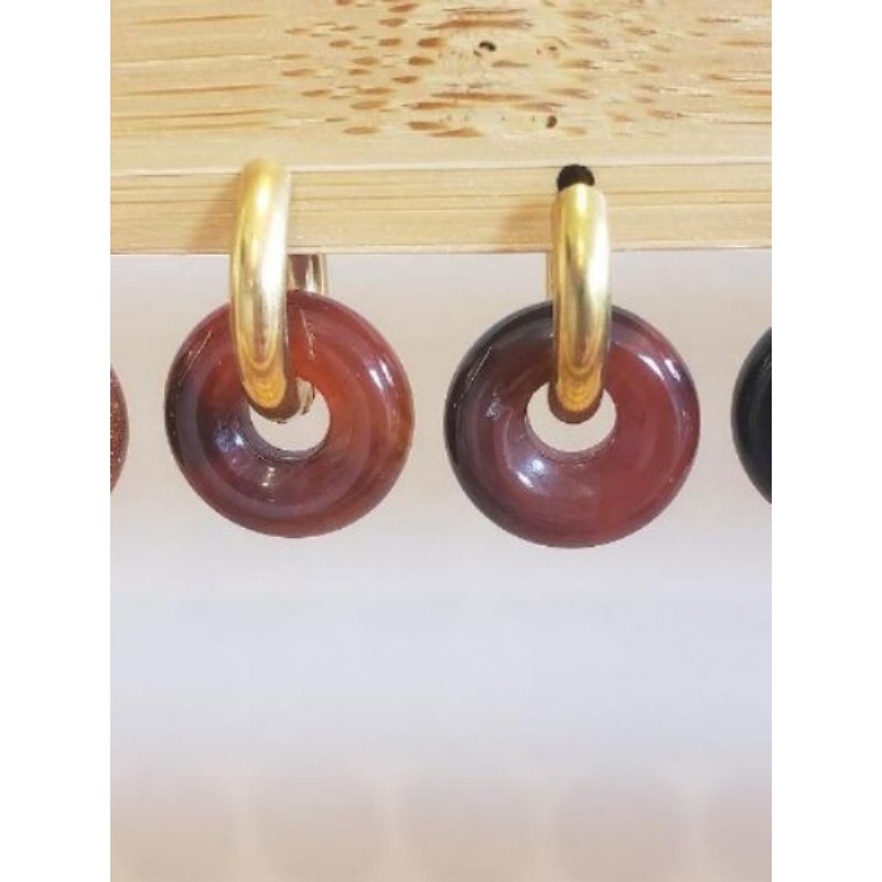 Boucles d’oreilles acier inox pierre rouge