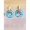 Boucles d’oreilles acier inox pierre turquoise 